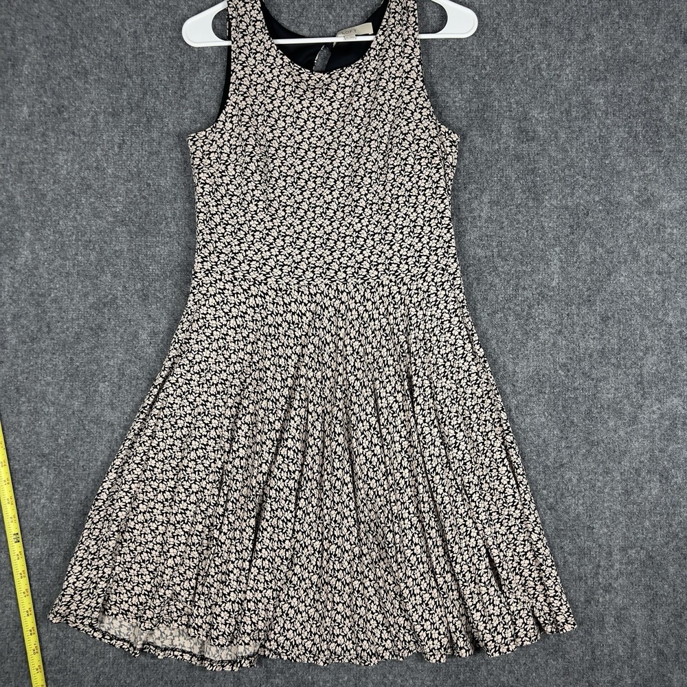 LOFT‎ Women's Medium Black Ivory Floral Sleeveless Fit & Flare Midi Dress M